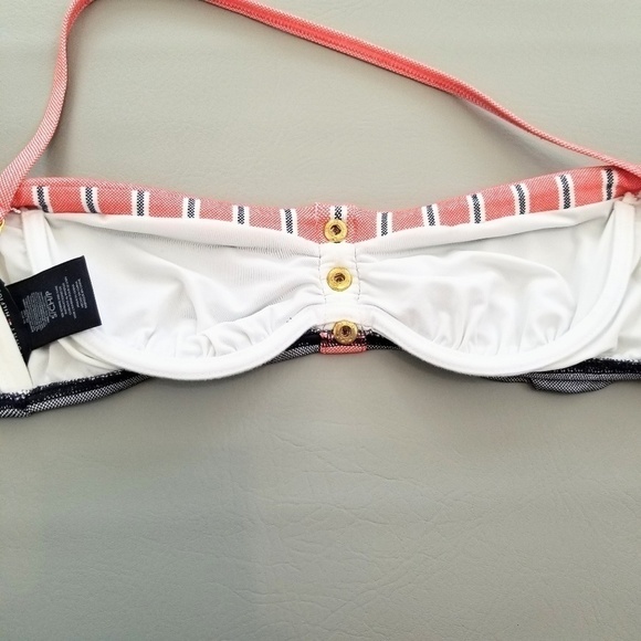Tommy Hilfiger red blue bandeau halter style 2 piece bikini set women's size S - Picture 5 of 7